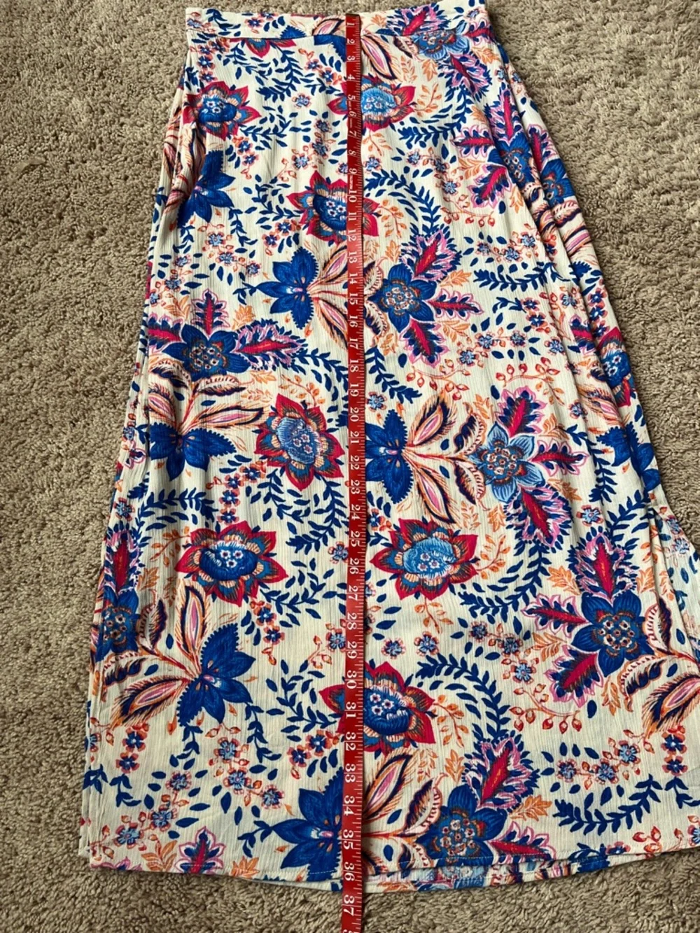 Vero Moda Blue and Cream Floral Maxi Skirt with Side Slit - Picture 10 of 10